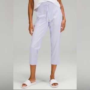 light blue lululemon studio dance pants (cropped)